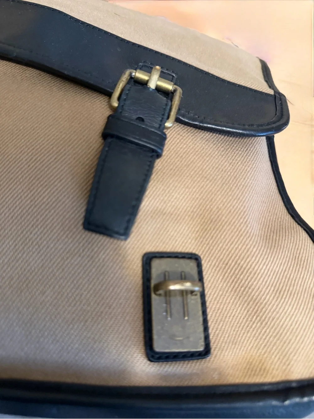Coach Canvas & Black Leather Messenger Bag, Briefcase Laptop Crossbody